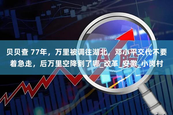贝贝查 77年，万里被调往湖北，邓小平交代不要着急走，后万里空降到了哪_改革_安徽_小岗村